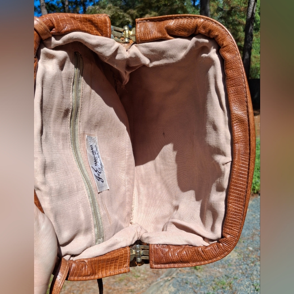 Vintage 1980's J&E Handbag Company NY Brown Leather Large Convertible Clutch - Picture 11 of 14